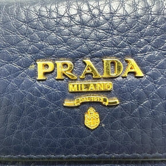 PRADA triangle plate 6-Ring Key Case Leather blue/GoldHardware - Picture 12 of 13